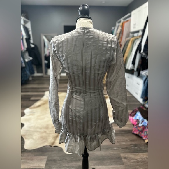 NWT REVOLVE ATOIR Walk Me Home Cocktail Mini Dress Metallic Silver US XS/6 - Picture 4 of 7